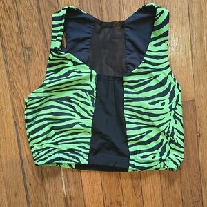 Cleo The Hurricane Green Zebra Print Mesh Sports Bra